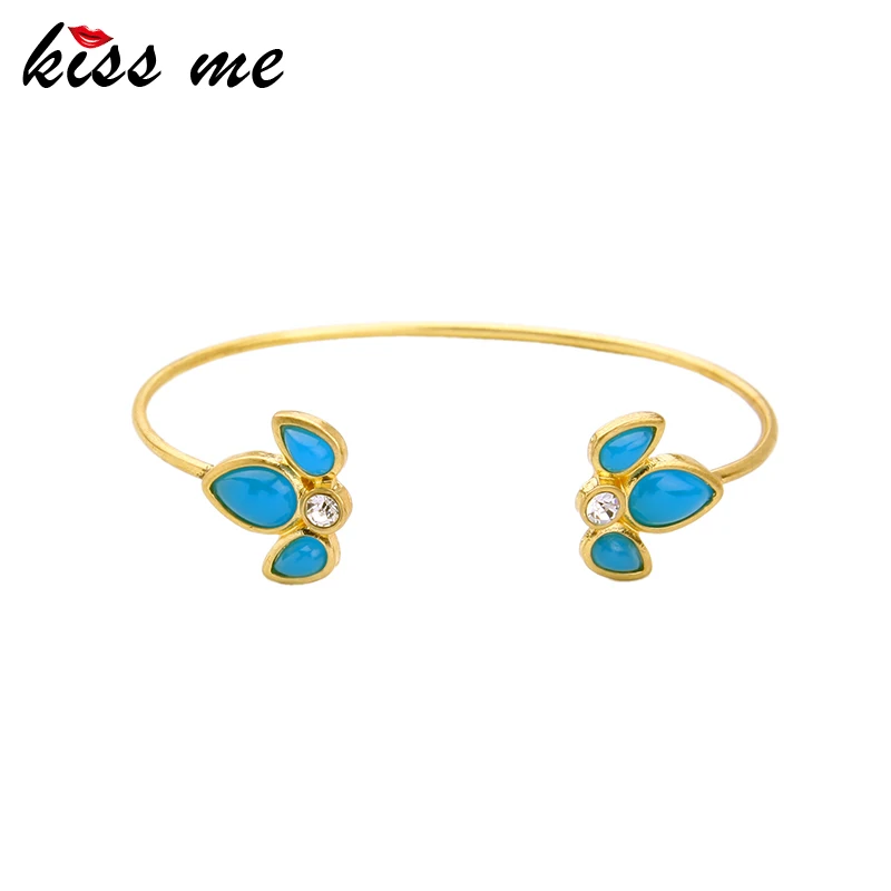 

KISS ME 2 Colors Red Blue Charm Bracelets & Bangles New Design Fashion Jewelry Copper Cuff Bracelet