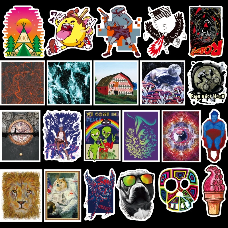 Hot 100pcs Funny Creative XF 3D Sticker Notebook Motorcycle Dead Fly Guitar Skateboard Blue Waterproof  Easy  To  Tear  Stickers