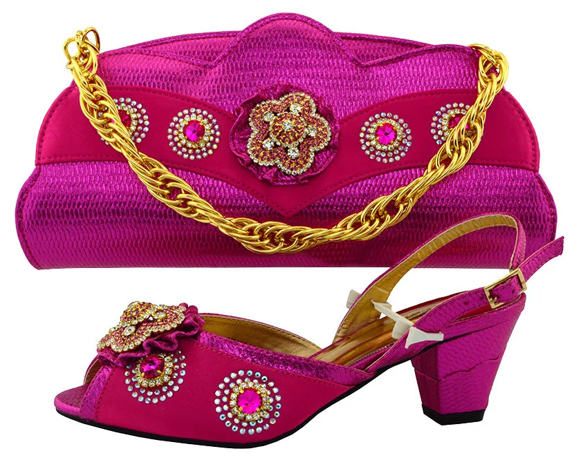 African Shoes and Bags Matching Set fuchsia Italian Matching Shoe and