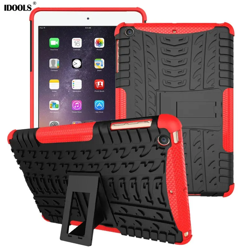 

Heavy Duty Impact Hybrid Armor Cover Hard Plastic Case For Apple iPad Mini 1 2 3 With Kick stand Cases Cover Coque IDOOLS