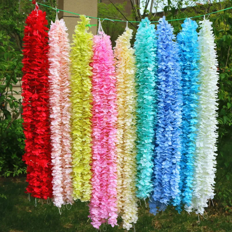 Artificial Hydrangea Orchid Wisteria Flowers String for DIY Plant Wedding Wall Arch Rattan Hawaiian Party Backdrop Decorations Artificial Hydrangea Orchid Wisteria Flowers String for DIY Plant Wedding Wall Arch Rattan Hawaiian Party Backdrop Decorations