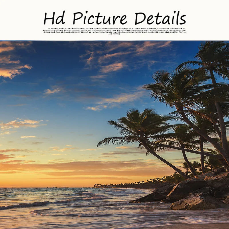 Закатом натуральная Одежда для пляжа с изображением кокосовых пальм, панорама пейзаж, холст для живописи плакаты с живописью и репродукции, настенное искусство картина для Гостиная