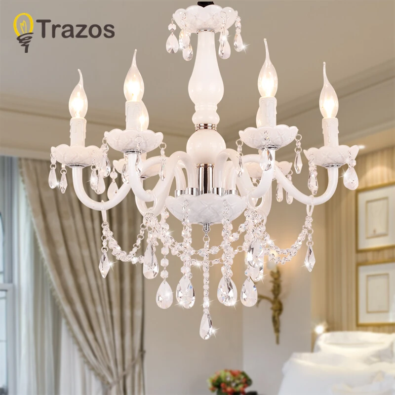 White Crystal Chandeliers Modern LED Chandeliers For Living Room lustres de 