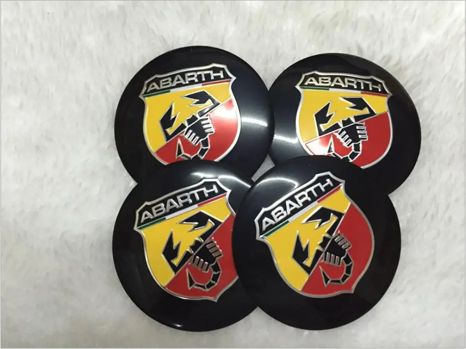 

4Pcs 56mm Car Tire Wheel Center Hub Cap Hubcap Sticker Emblem Badge Decal for Abarth 500 1100 Fiat 500 Car styling