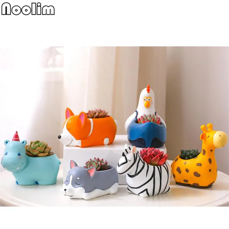 

Colorful Cartoon Animals Ceramic Flower Pot Creative Personality Tabletop Vase Home Office Decoration Creative Gifts