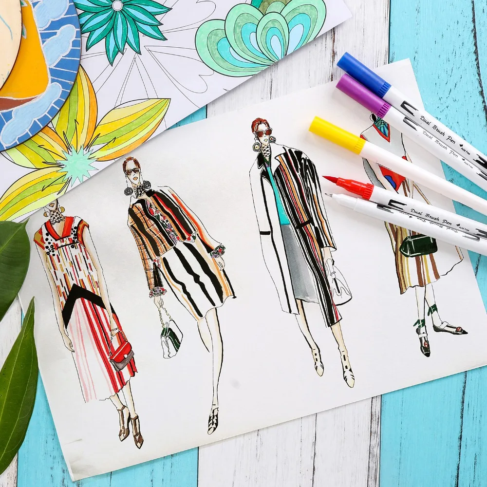 Bianyo-12-24-36-48-Colors-Gradient-Watercolor-Art-Marker-Set-Water-Soluble-Double-Color-Brush (3)