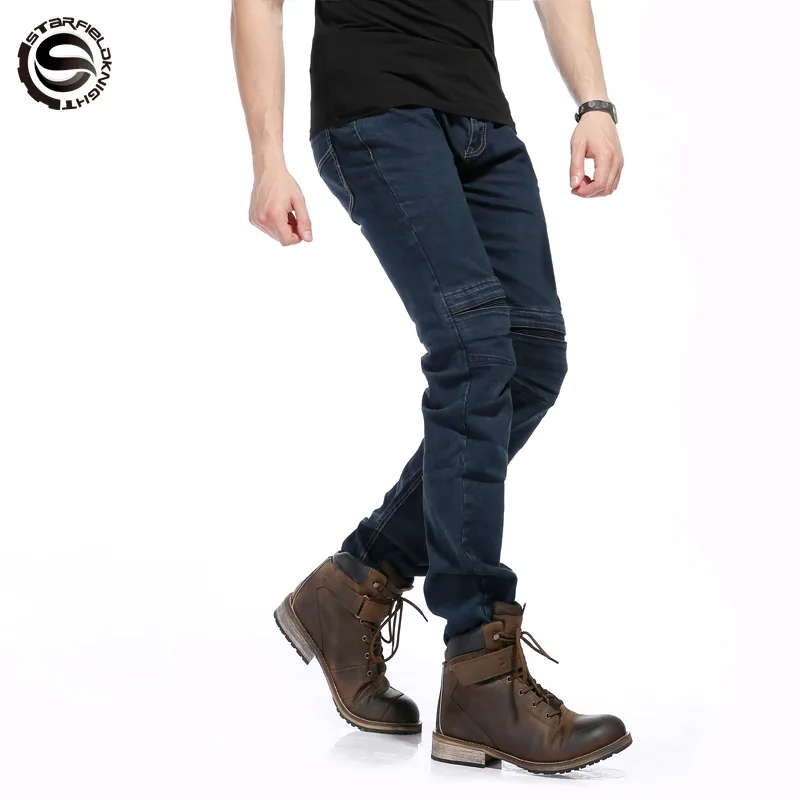 

Windproof Motorcycle Racing Jeans Casual Pants Men's Motorbike Motocross Off-Road Knee Protective Moto Jeans Trousers SKP705
