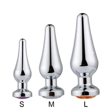 S/M/L Intimate Stainless Metal Anal Plug With Crystal Jewelry Smooth Touch Butt Plug Anal Bead Anus Dilator Sex Toys for Adults