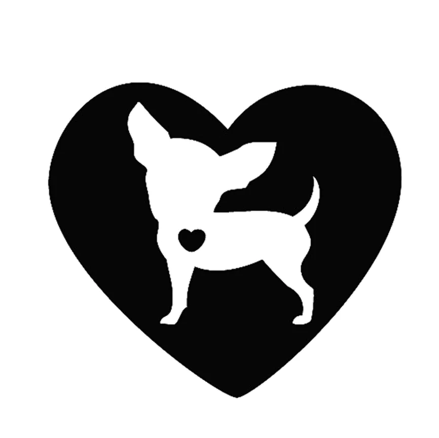 

12x13cm Heart Chihuahua Dog Animal Black/white dog Car Sticker waterproof decals Car Styling Accessories Window Decor CL008