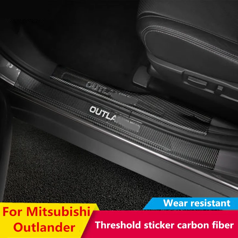 

For Mitsubishi Outlander 2013 2017 2018Car Threshold sticker carbon fiber AntiKick Pad Interior Exterior decoration modification