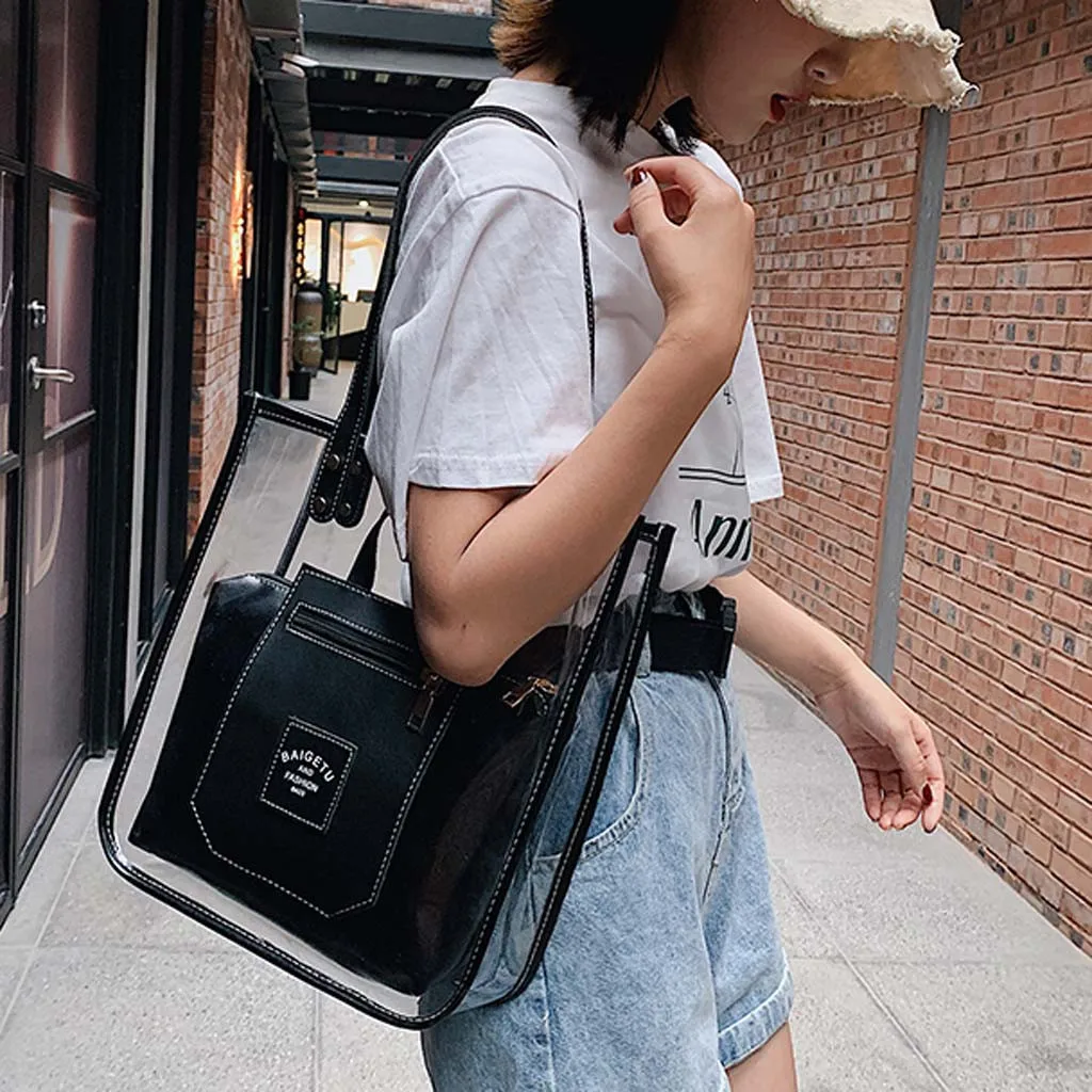 

Women's Shoulder Bag Handbag Purse Fashion Large Capacity Transparent Handbag Casual Shoulder Bag Women Handbag sac main femme