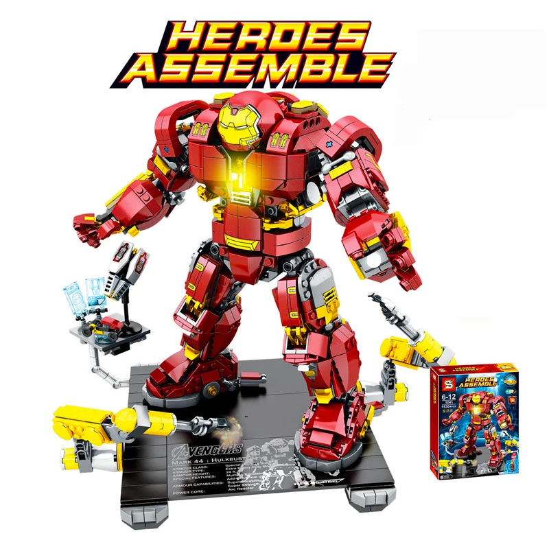 

1530PCS Compatible Legoinglys Marvel Avengers Super Heros Series Iron Man Anti Hulk Model Building Blocks Toy for Kids Bricks