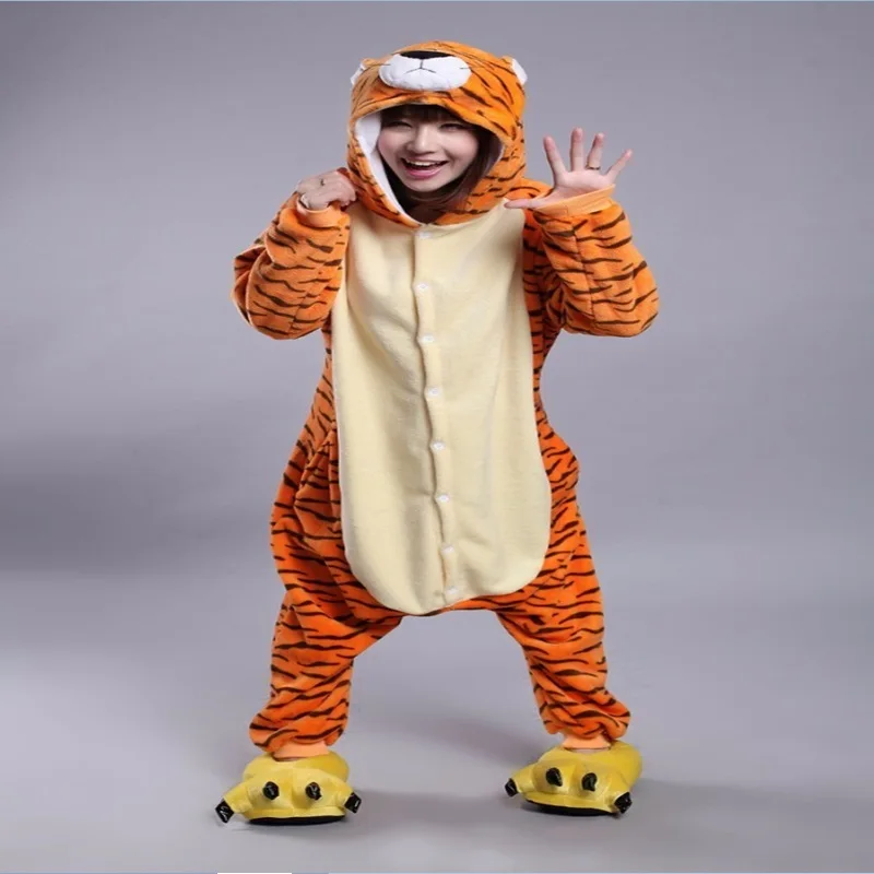 

Unisex Flannel Zodiac Tiger Onesie Adult Pajamas Cosplay Costume Animal Pyjamas Sleepwear