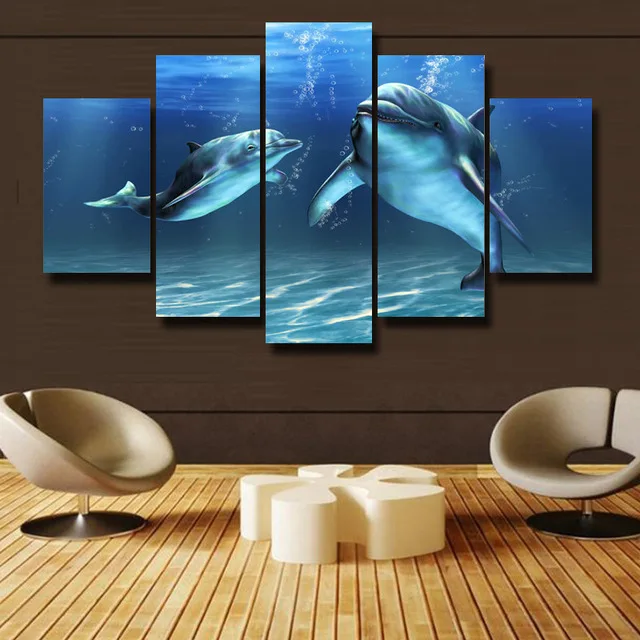 Art-Wall-Modern-Living-Room-Decoration-Theme-blue-dolphin-Canvas-Print-Oil-Painting-Print-5P-HD.jpg_640x640