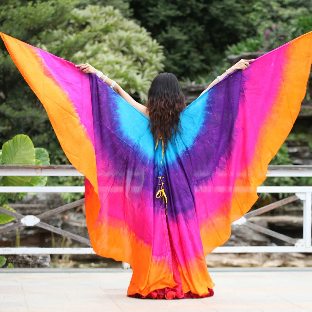 Бирюзово фиолетовый розовый оранжевый 1 комплект 2 7 м * 14 (3 ярда 45 &quot) tie dye 8 мм habotai