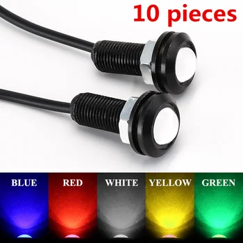 

10 pieces 12V 18MM LED Eagle Eye Light Car Fog DRL Daytime Reverse Parking Signal Yellow Amber Blue White Red car styling DRL