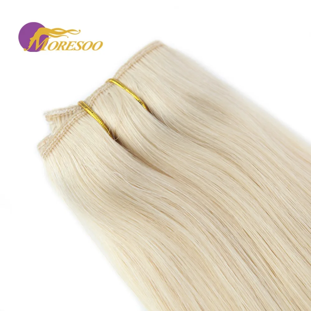 Moresoo Clip In One Piece Human Hair Extensions Real Remy Brazilian Hair Extensions Double Weft 3/4 Full Head Set 50-70Gram