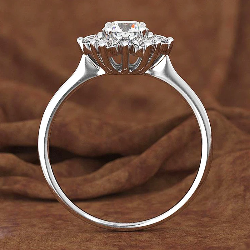 Белое кольцо со снежинками предложить подарки Цветок обручальное золото античный