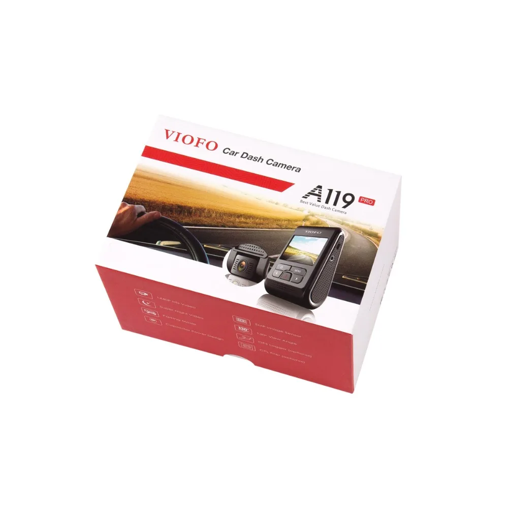 Оригинал viofo A119 Pro Автомобильный DVR супер конденсатор 7G F1.8 Dashcam сенсор AR0521 HD 2K 1440P