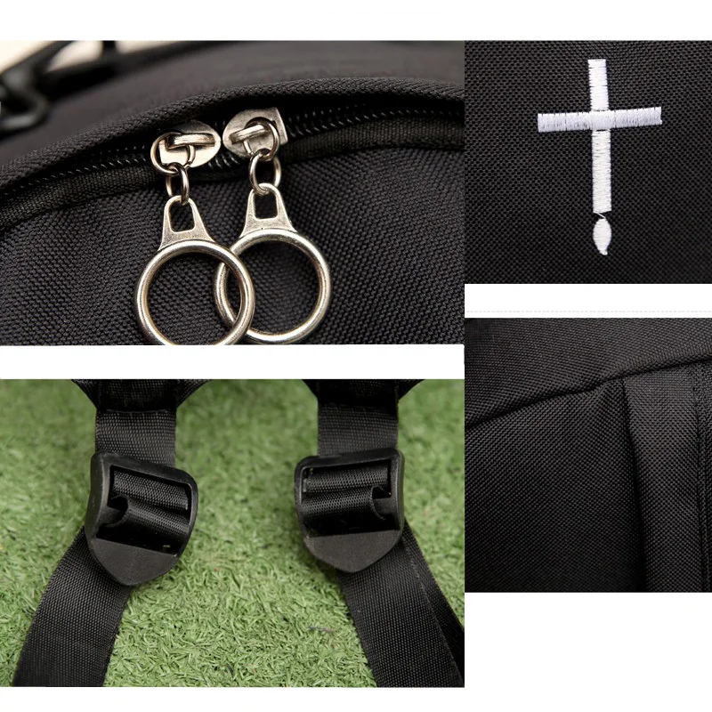 Moon Wood Men's Black Backpack Embroidery Moon Cross Backpack School Bags For Teenagers Girls Boys Students Travel Bag