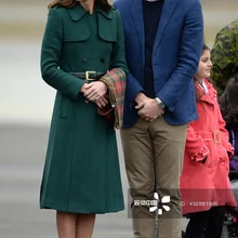 Лидер продаж, новое шерстяное пальто принцессы Кейт Миддлтон Модное теплое двубортное зимнее пальто с поясом