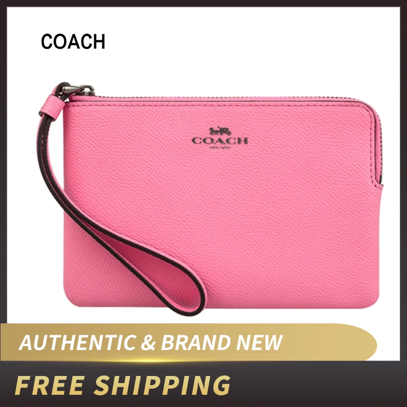 

Coach Crossgrain Leather Corner Zip Small Wristlet Aquamarine F58032 wallet