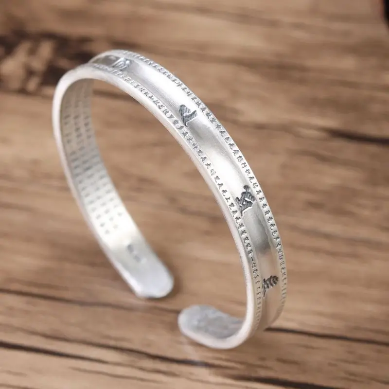 

2019 Sale Boys Bangle Sutra Bracelet National Wind Restoring Ancient Ways Six Words Buddhist Daming Charm Network Hot Style