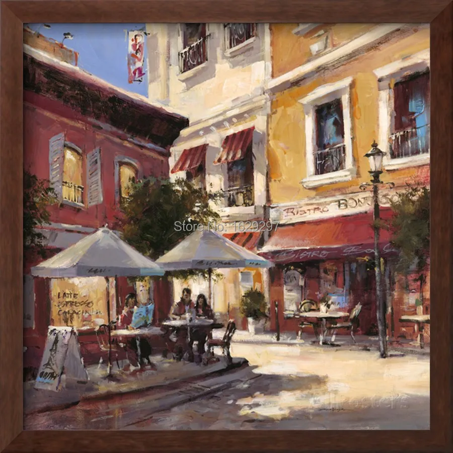 

Cafe Break oil painting of Brent Heighton High quality canvas Reproduction Hand painted Romantic Art Paris Landscape