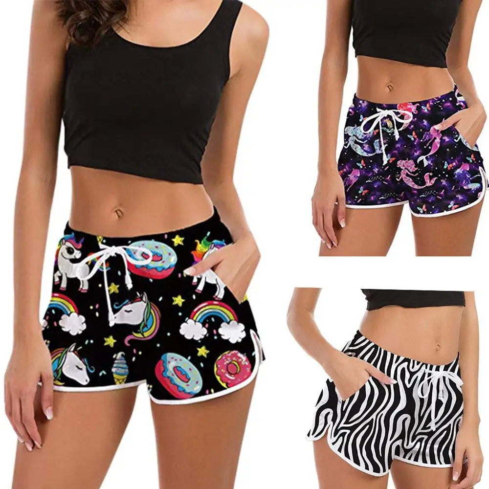 

Women Print Beach Boardshorts Quick Dry Swimwear Bottom Workout Shorts #4J14 Women's Summer Shorts Female Hot