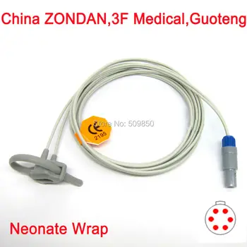 

Compatible China ZONDAN 3F Medical Guoteng lemo 6pin connector reusable spo2 sensor neonatal wraps silicon sensor pulse probe