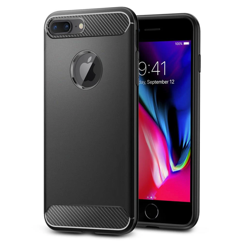 

100% Original Rugged Armor Case for iPhone 8 Plus 7 Plus Ultimate Protective Flexible Durable TPU Carbon Fiber Textures Case
