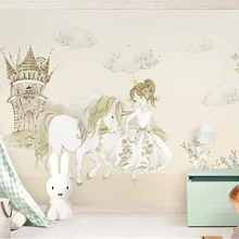 Beibehang пользовательские обои маленькую принцессу и однократный будильник • рогатый лошадь замок, феи сказка детская комната стены фон 3d обои