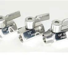 304 нержавеющая сталь двойной внутренний и внешний провод мини шаровой клапан резьба мини шаровой клапан из нержавеющей стали с ручкой