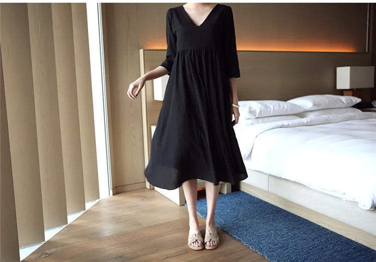 Cotton Linen Maternity Dress 2019 Spring Autumn Korean Fashion Slim Long Sleeve Breastfeeding Clothes for Pregnant Women QL8937