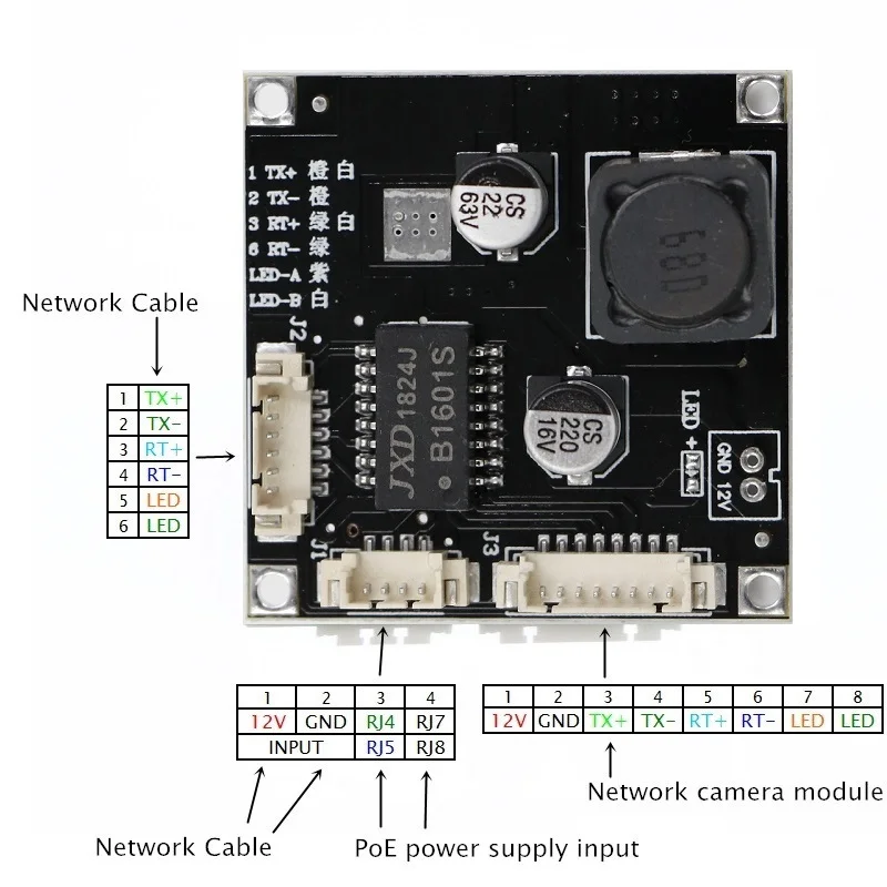 Плата модуля PoE для безопасности CCTV сети ip-камер мощность через Ethernet 12 В 1A выход IEEE802.3af совместимый