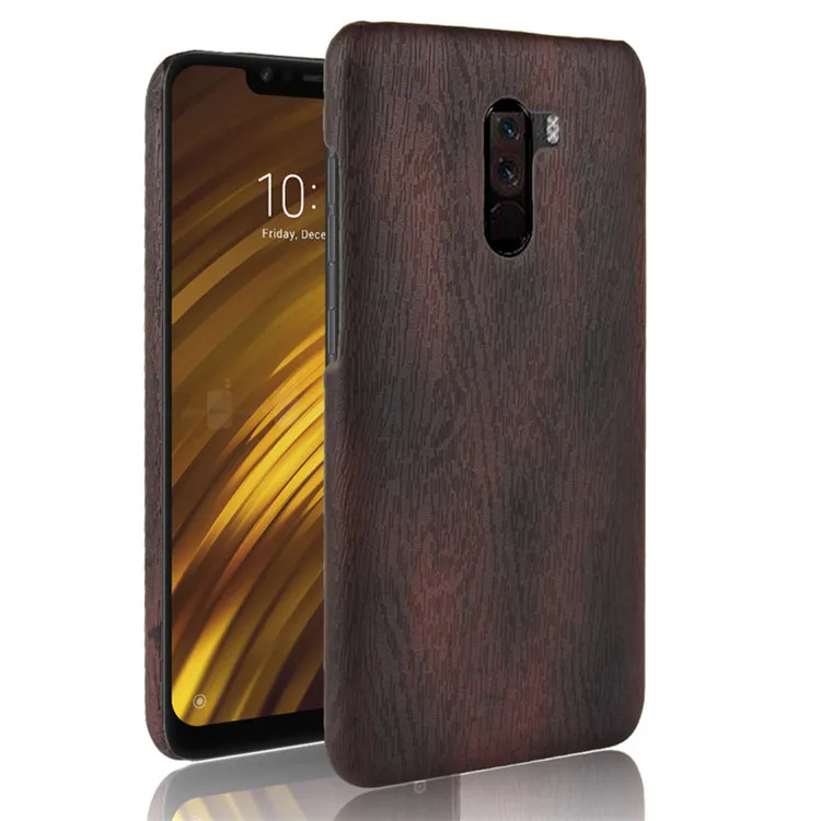 POCO F1 телефона текстура древесины ПК + PU чехол для Xiaomi задней панели