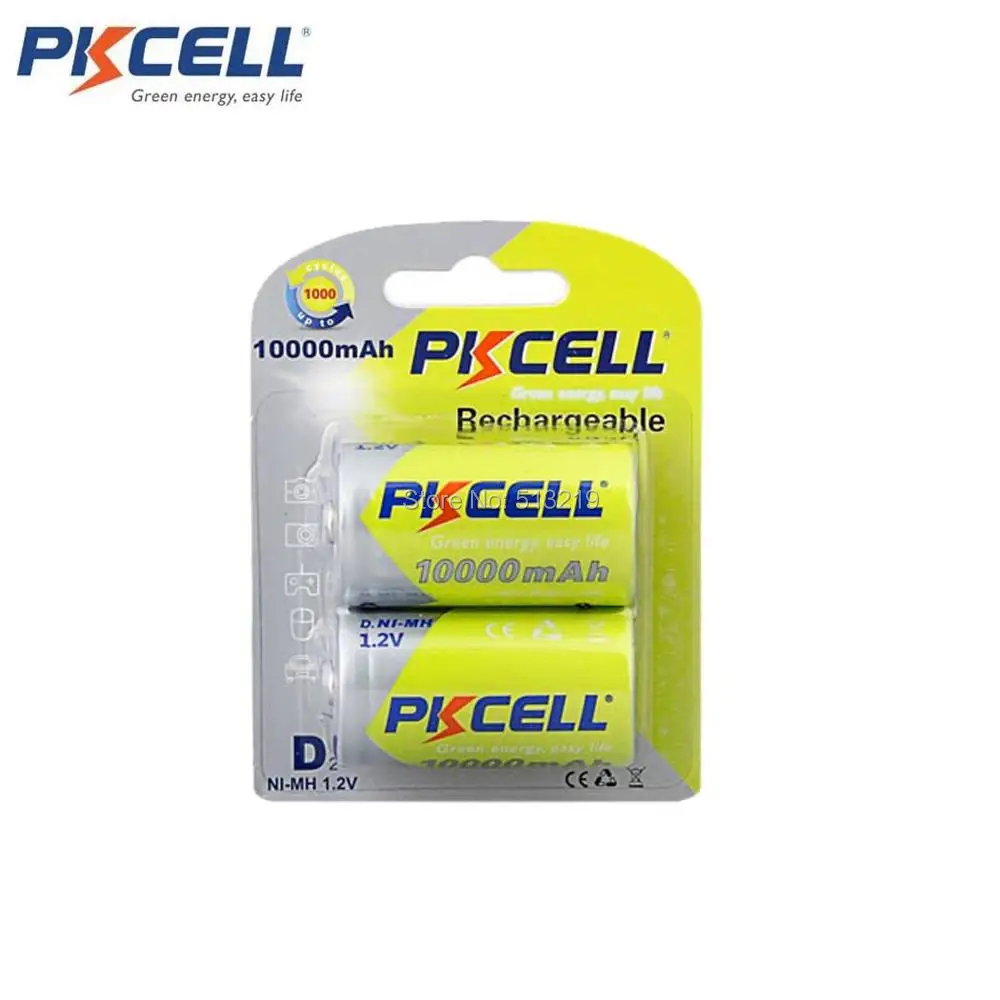 

2Pc/Card PKCELL Ni-MH 1.2V 10000mAh Size D Rechargeable Battery AM-1 LR20 D MN1300 R20 R20P for garbage can,Electric razor.