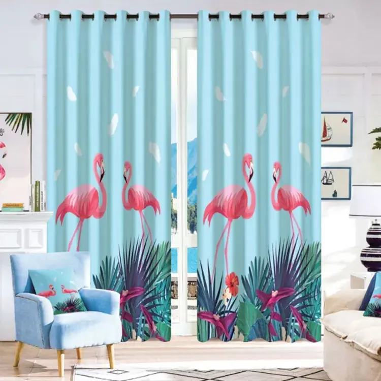 

Flamingo Window 3D Curtain Living Room Modern Home Goods Window Treatments Polyester Printed 3d Curtains For Bedroom