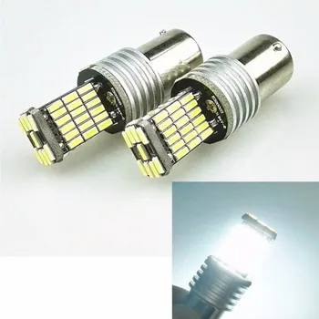 

KATUR 2pcs White 850LM 1156 P21W BA15S Tail Lamp 4014 45SMD Bulb Reverse Lights With Resistor LED Lamp Turn Signals Car Leds