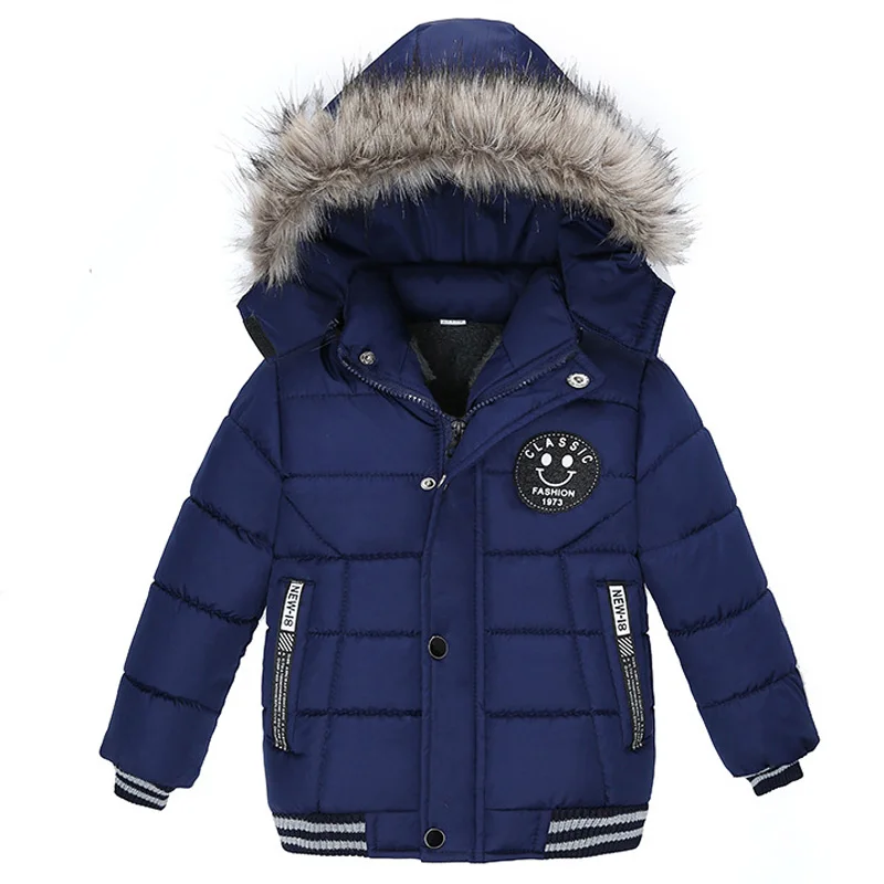 НОВЫЕ куртки для мальчиков, одежда г. Зимний пуховик с капюшоном для детей, пальто Верхняя одежда с длинными рукавами одежда для детей 2 От 3 до 4 лет - Цвет: Dark blue
