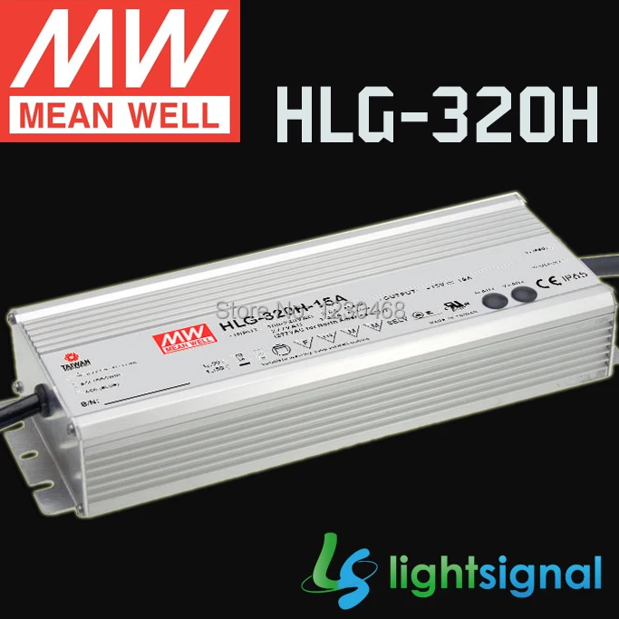 

MeanWell LED driver HLG-320H with 320W IP65 / IP67 Waterproof PFC optional dimming LED driver