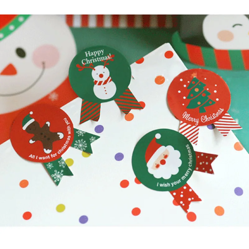 10 Sheets Merry Christmas Label Sticker DIY Self-adhesive Decoration Gift Sticker Christmas Gifts Label Xmas Party Decor