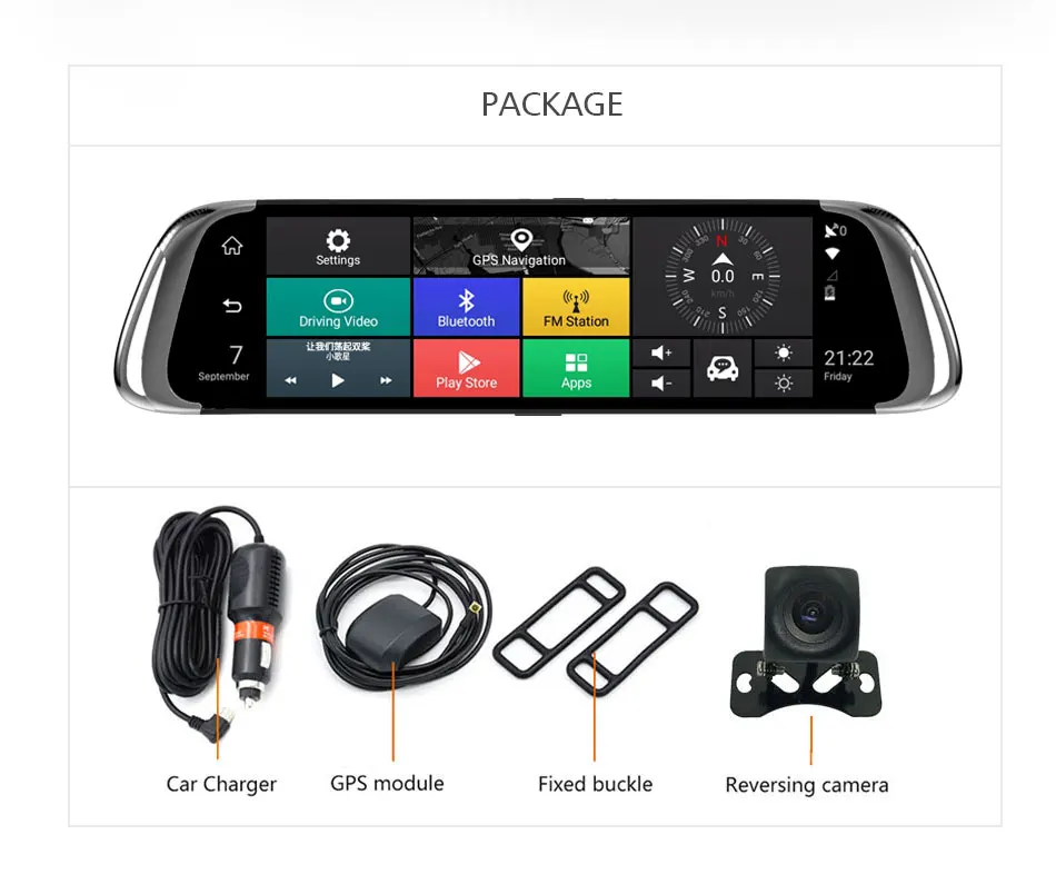 Зеркало видеорегистратор ADAS 10 дюймов 1080P 4G Android Wi Fi двойной объектив GPS