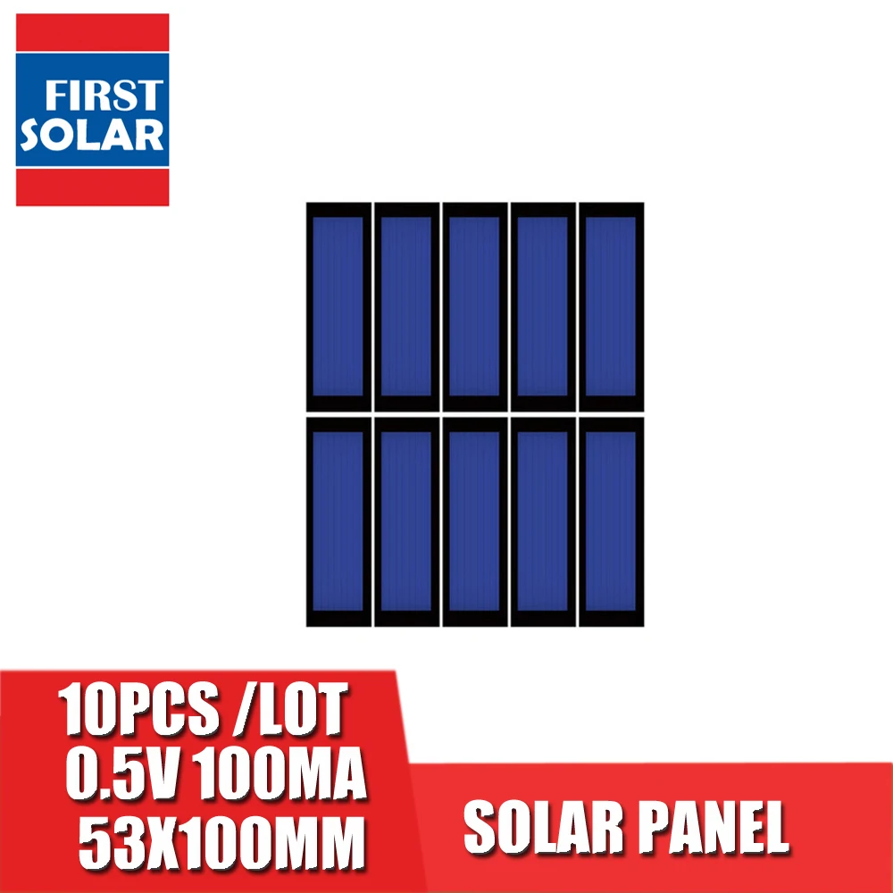 

10pcs 0.5V DC 100mA Solar Panel Standard Epoxy Polycrystalline Silicon DIY Battery Power Charge Module Mini Solar Cell toy