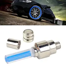 DWCX 4x Aluminum Blue Light Lamp Wheel Tire Tyre Valve Stem Caps for Motorcycle Bike Car Bicycle for VW Audi Mazda Hyundai Kia