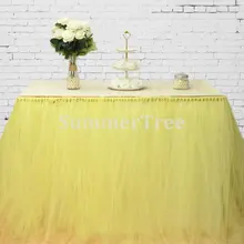 Лимонно-желтый 100 см x 80 см Тюлевая оборка для стола Страна Чудес стол пачка плинтус свадьба день рождения, детский душ вечерние украшения