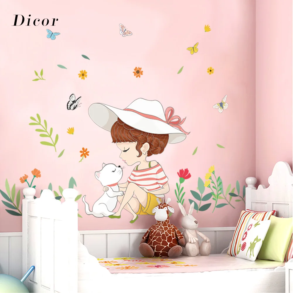 DICOR لطيف الفتيات ملصقات جدار ل معيشة الديكور DIY إزالة الأطفال غرفة حائط الخلفية صائق للمنزل ديكور QT424 DICOR لطيف الفتيات ملصقات جدار ل معيشة الديكور DIY إزالة الأطفال غرفة حائط الخلفية صائق للمنزل ديكور QT424