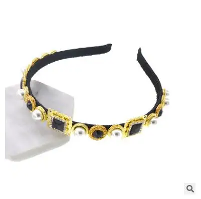 Женские модные оригинальные повязки для волос с металлическим цветком и драгоценным камнем, простые повязки на голову в повседневном стиле, цветные аксессуары для волос невесты