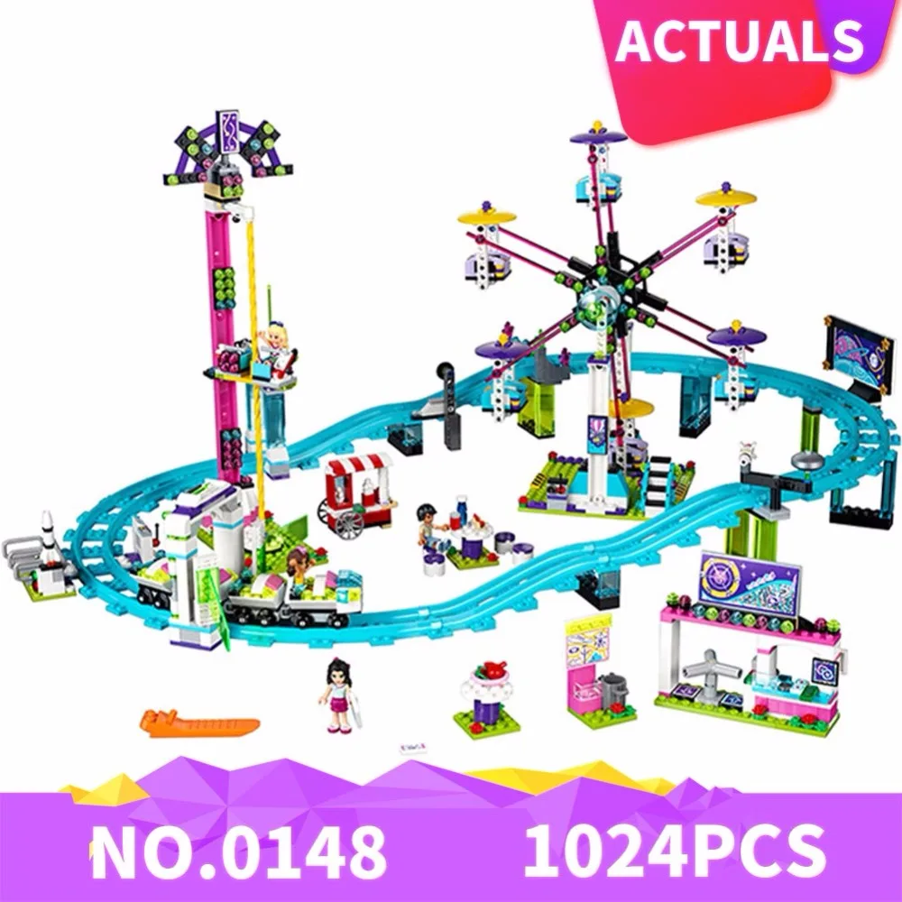 

01008 1024pcs Compatible with Legoed blocks Friends 41130 Amusement Park Roller Coaster figure Model building toys for children