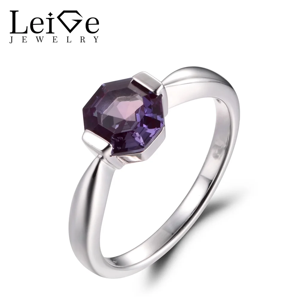 Leige Jewelry Lab Created Alexandrite Gem 925 Sterling Silver June